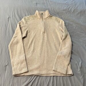 Eddie Bauer Sweater‎ Men Medium Beige Long Sleeve 1/4 Zip Up Pullover Sweatshirt